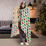 Merry Christmas Tree Pattern Print Hooded Blanket