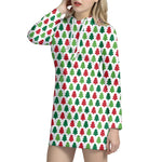Merry Christmas Tree Pattern Print Hoodie Dress