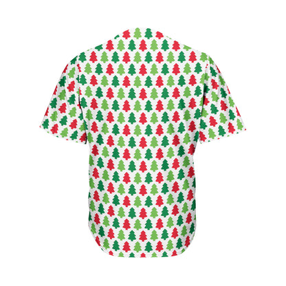 Merry Christmas Tree Pattern Print Men's Baseball Jersey