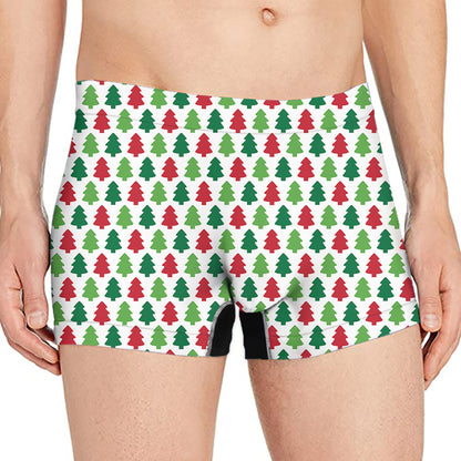 Merry Christmas Tree Pattern Print Men's Boxer Briefs