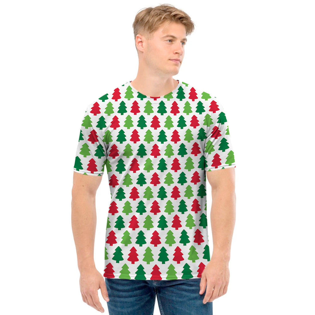 Merry Christmas Tree Pattern Print Men's T-Shirt