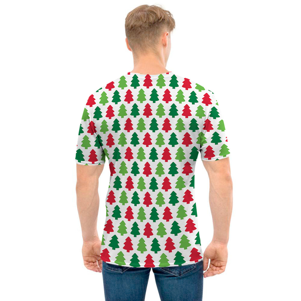 Merry Christmas Tree Pattern Print Men's T-Shirt