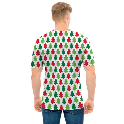 Merry Christmas Tree Pattern Print Men's T-Shirt