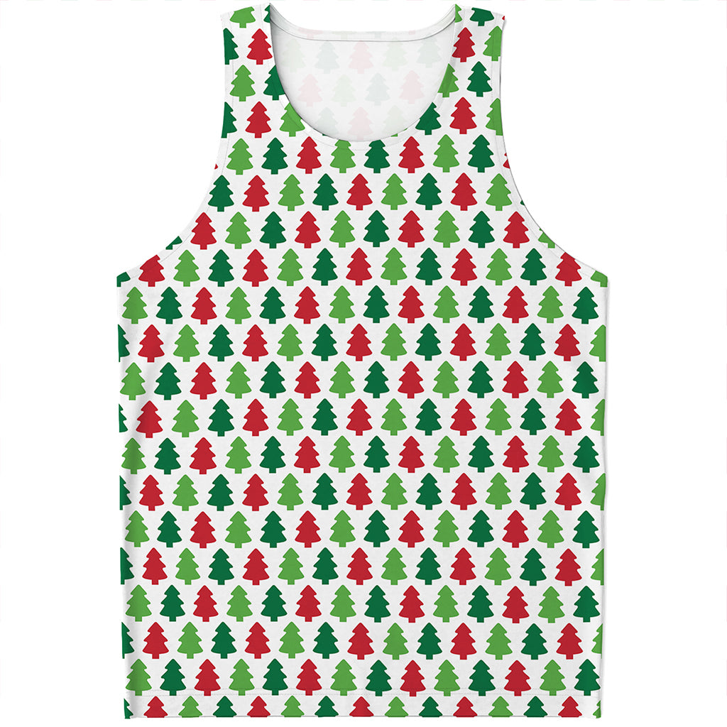 Merry Christmas Tree Pattern Print Men's Tank Top