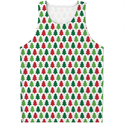 Merry Christmas Tree Pattern Print Men's Tank Top