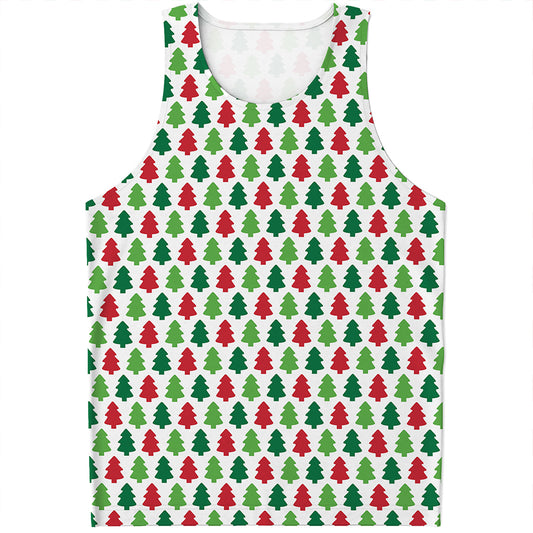 Merry Christmas Tree Pattern Print Men's Tank Top