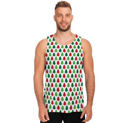 Merry Christmas Tree Pattern Print Men's Tank Top