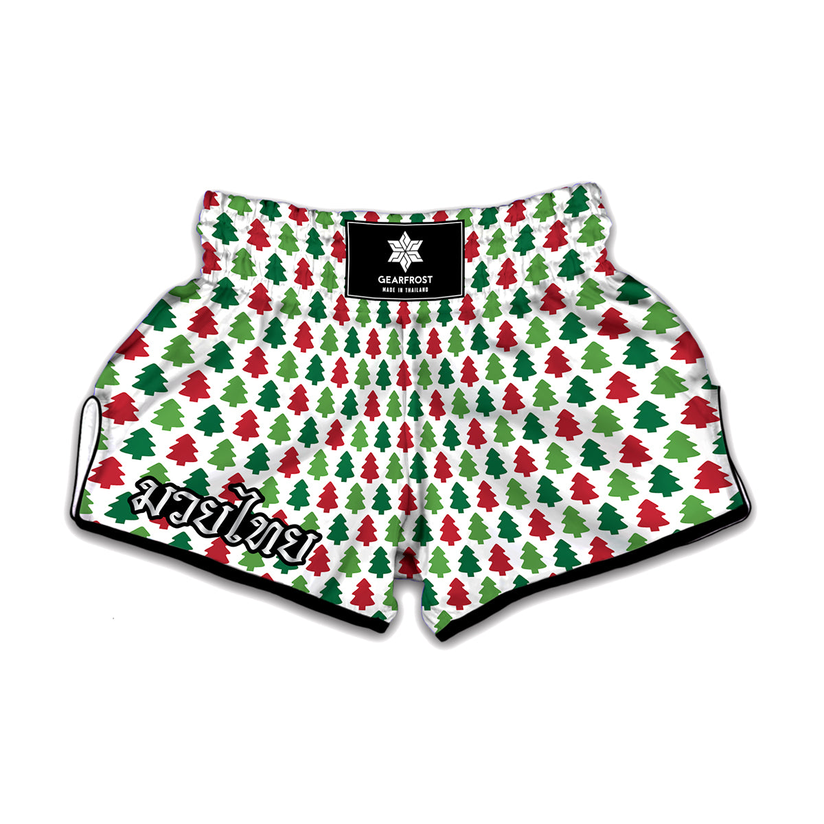 Merry Christmas Tree Pattern Print Muay Thai Boxing Shorts
