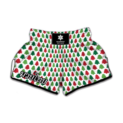 Merry Christmas Tree Pattern Print Muay Thai Boxing Shorts