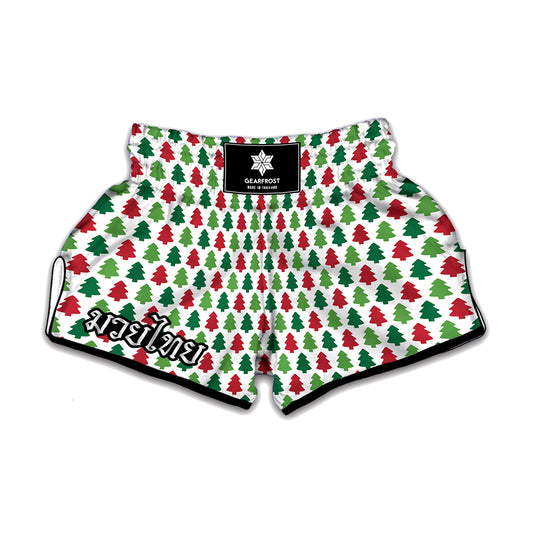 Merry Christmas Tree Pattern Print Muay Thai Boxing Shorts