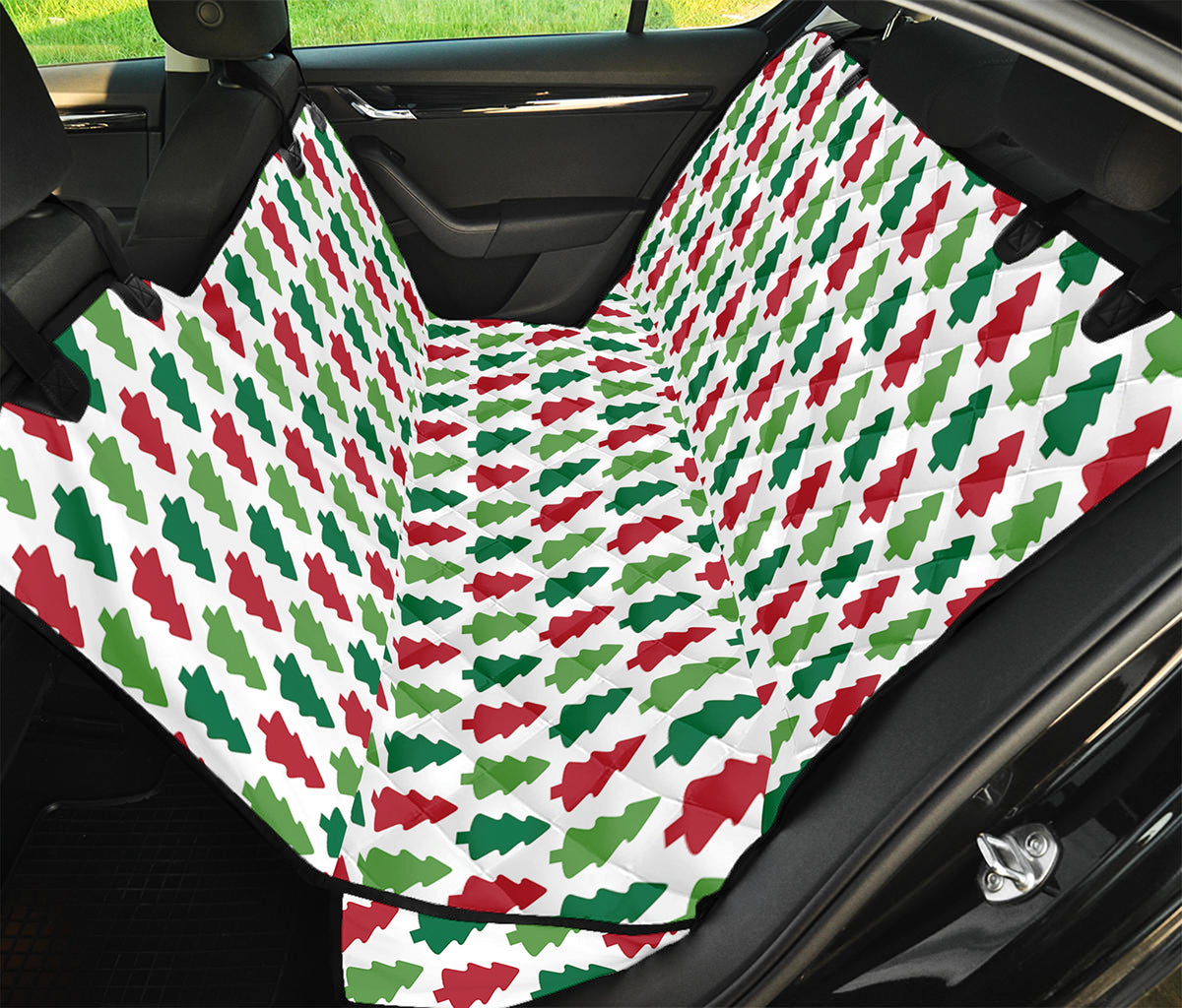 Merry Christmas Tree Pattern Print Pet Car Back Seat Cover