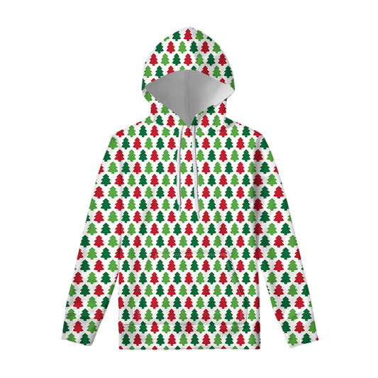 Merry Christmas Tree Pattern Print Pullover Hoodie