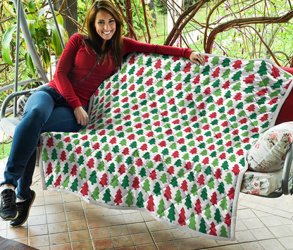 Merry Christmas Tree Pattern Print Quilt