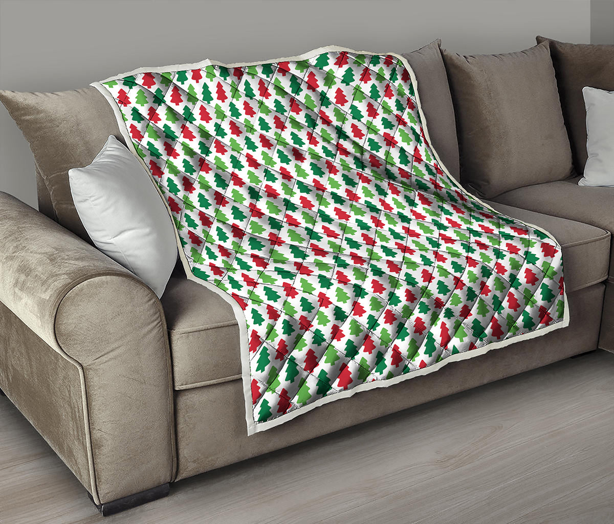 Merry Christmas Tree Pattern Print Quilt