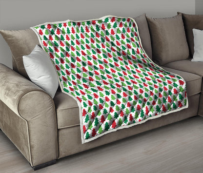Merry Christmas Tree Pattern Print Quilt