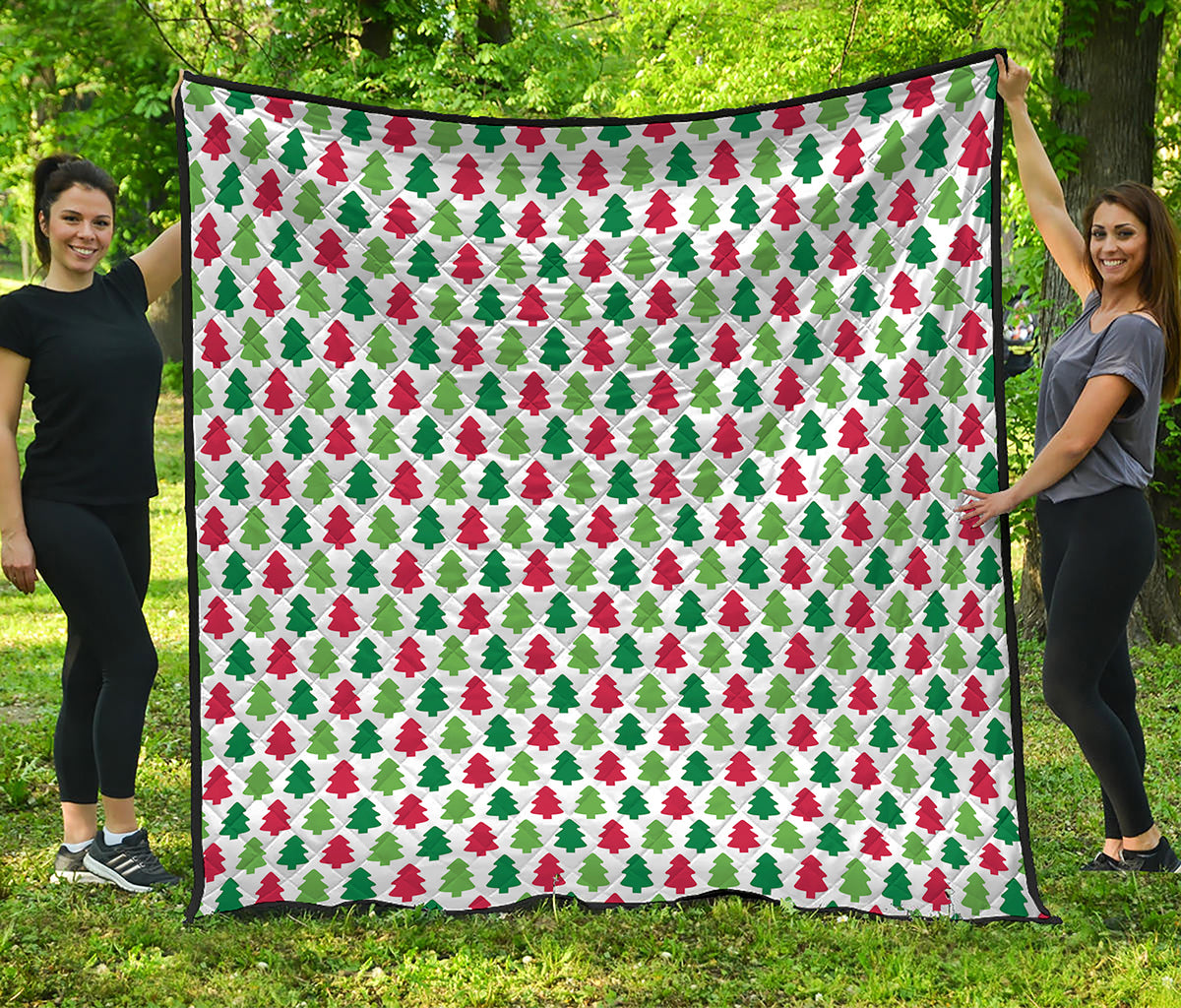 Merry Christmas Tree Pattern Print Quilt