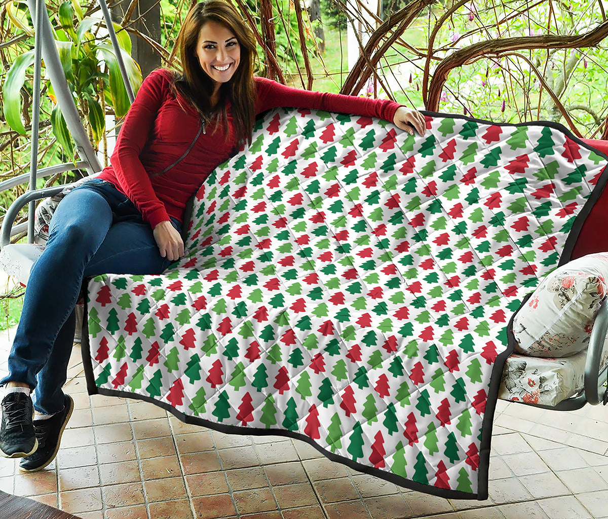 Merry Christmas Tree Pattern Print Quilt