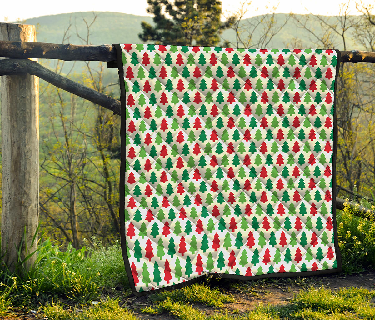 Merry Christmas Tree Pattern Print Quilt
