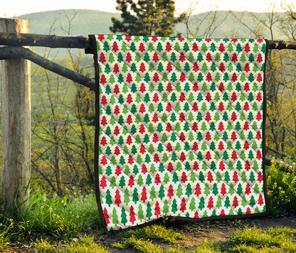 Merry Christmas Tree Pattern Print Quilt