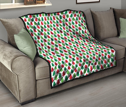 Merry Christmas Tree Pattern Print Quilt