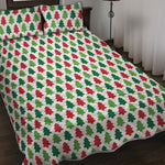 Merry Christmas Tree Pattern Print Quilt Bed Set