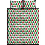 Merry Christmas Tree Pattern Print Quilt Bed Set
