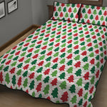 Merry Christmas Tree Pattern Print Quilt Bed Set
