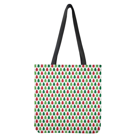 Merry Christmas Tree Pattern Print Tote Bag