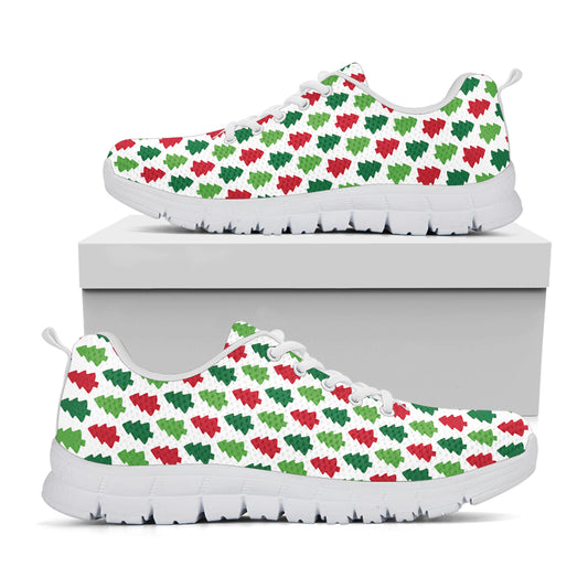 Merry Christmas Tree Pattern Print White Sneakers