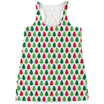Merry Christmas Tree Pattern Print Women's Racerback Tank Top