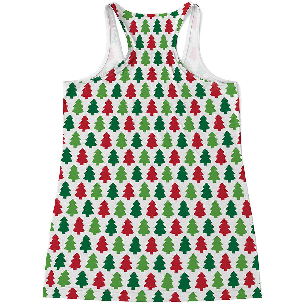 Merry Christmas Tree Pattern Print Women's Racerback Tank Top