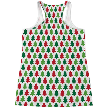Merry Christmas Tree Pattern Print Women's Racerback Tank Top