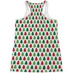 Merry Christmas Tree Pattern Print Women's Racerback Tank Top