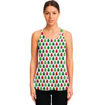 Merry Christmas Tree Pattern Print Women's Racerback Tank Top