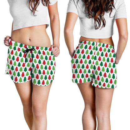 Merry Christmas Tree Pattern Print Women's Shorts