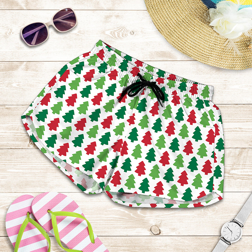 Merry Christmas Tree Pattern Print Women's Shorts