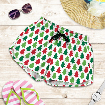Merry Christmas Tree Pattern Print Women's Shorts