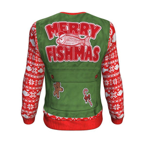 Merry Fishmas Fishing Ugly Christmas Unisex Crewneck Sweatshirt GearFrost