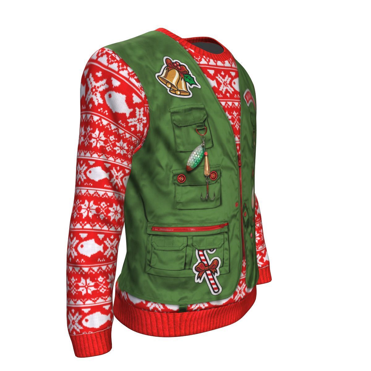 Merry Fishmas Fishing Ugly Christmas Unisex Crewneck Sweatshirt GearFrost
