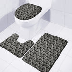 Metal Chainmail Pattern Print 3 Piece Bath Mat Set
