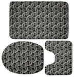 Metal Chainmail Pattern Print 3 Piece Bath Mat Set