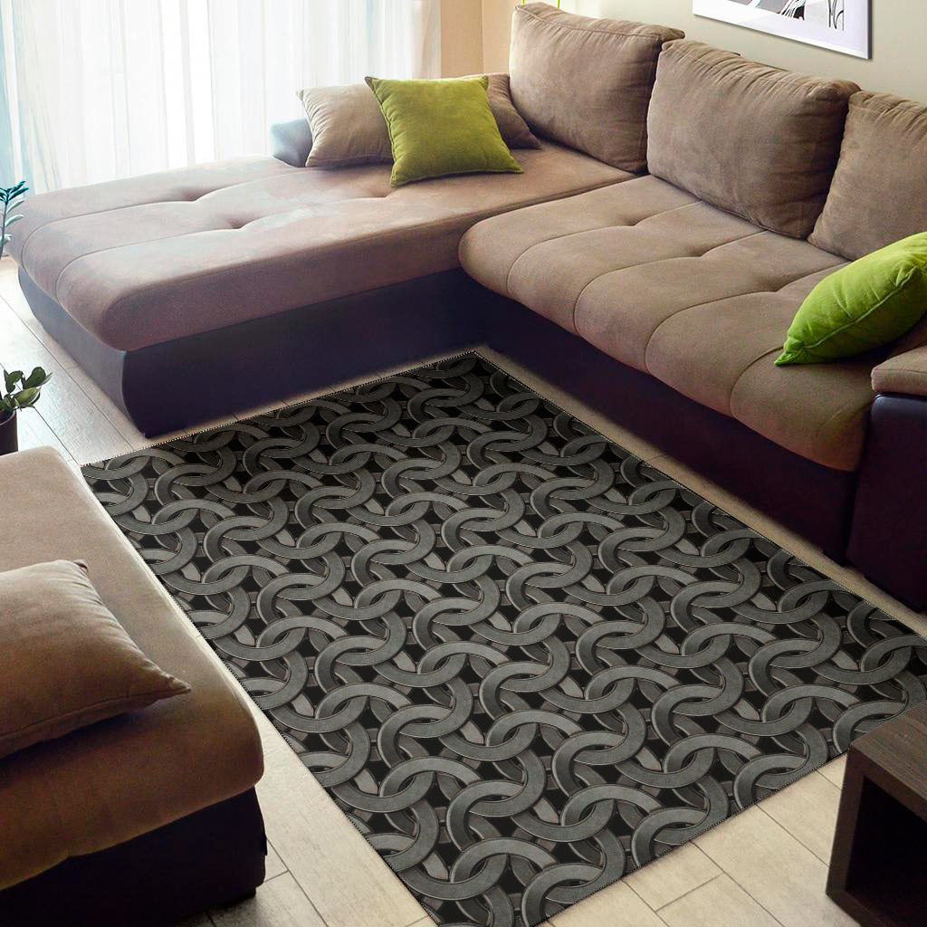 Metal Chainmail Pattern Print Area Rug