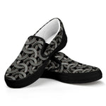 Metal Chainmail Pattern Print Black Slip On Shoes