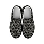 Metal Chainmail Pattern Print Black Slip On Shoes