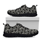 Metal Chainmail Pattern Print Black Sneakers