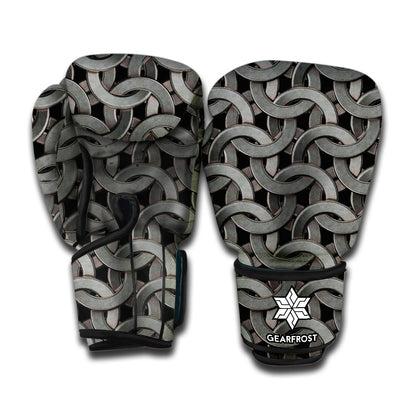 Metal Chainmail Pattern Print Boxing Gloves