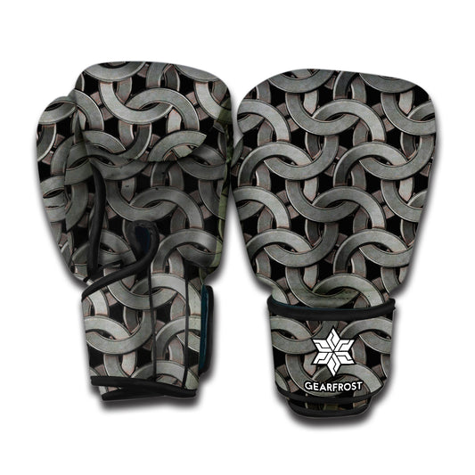 Metal Chainmail Pattern Print Boxing Gloves