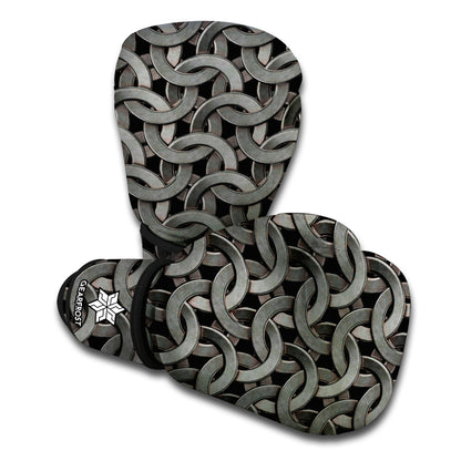 Metal Chainmail Pattern Print Boxing Gloves