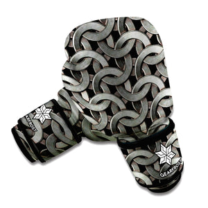 Metal Chainmail Pattern Print Boxing Gloves