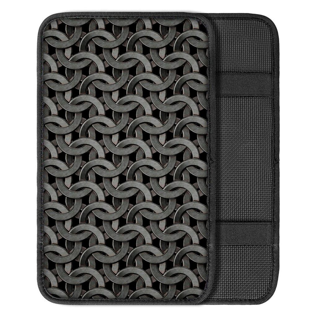 Metal Chainmail Pattern Print Car Center Console Cover